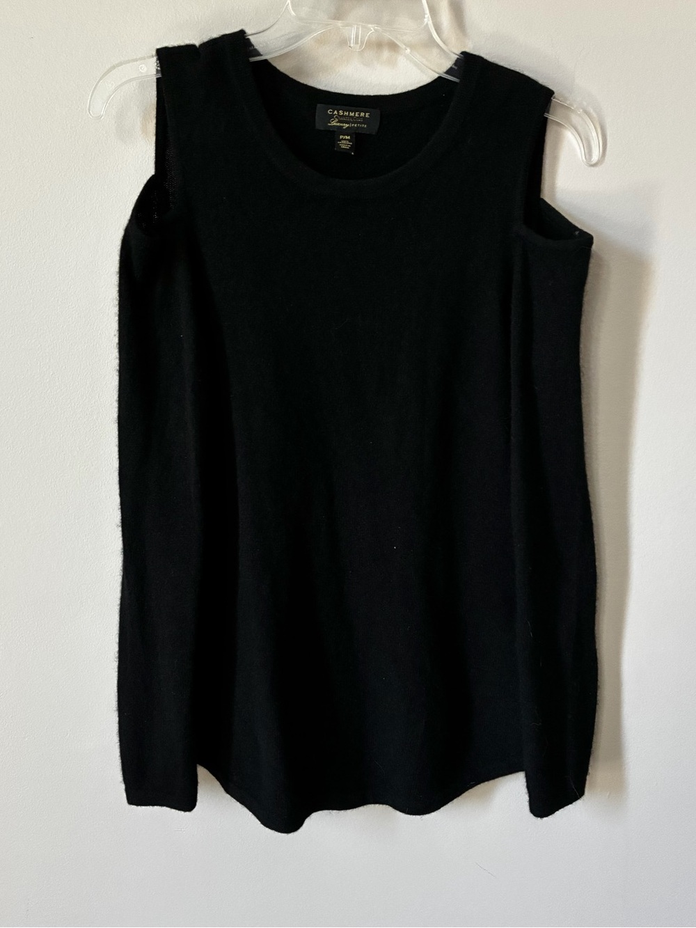 Charter Club 100% Cashmere Black Cold Shoulder Sweater Petite M